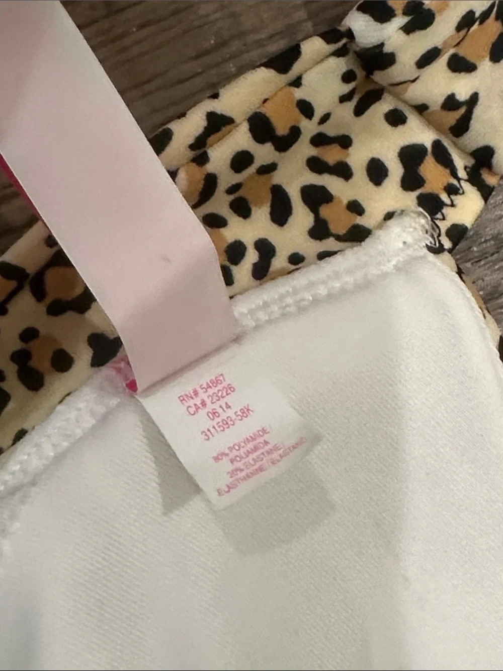 Victoria’s Secret Leopard Print Halter Triangle Swim Top White/Tan/Black Large
